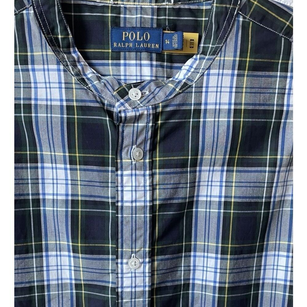 New Polo Ralph Lauren Women's Puff Sleeve Tartan Plaid Cotton Shirt. Sz 14 - Picture 2 of 3